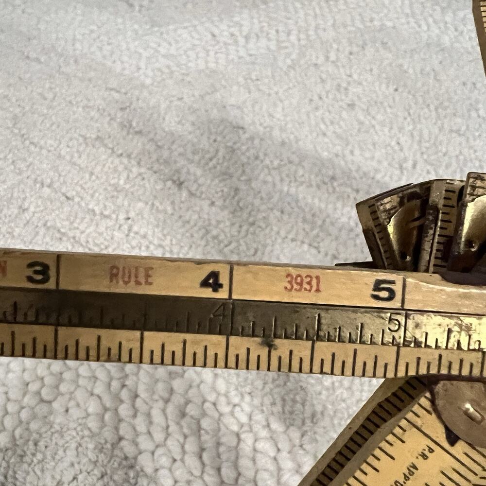 Vintage CRAFTSMAN 72" Folding Extension Rule 3931 Wood And Brass Ruler - Picture 4 of 6